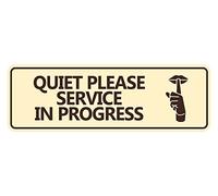 Panneau « Quiet Please Service In Progress » (ivoire/marron foncé) - Grand format