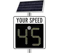 Panneau radar de limitation de vitesse à énergie solaire, 61 x 61 cm, panneau de rétroaction radar en aluminium, étanche IP65, affichage à 2 chiffres, panneau d'avertissement pour surveillance de la