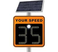 Panneau radar de limitation de vitesse à énergie solaire, 61 x 61 cm, panneau de rétroaction radar en aluminium, étanche IP65, affichage à 2 chiffres, panneau d'avertissement pour surveillance de la