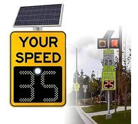 Panneau radar de vitesse à énergie solaire avec affichage de limite de vitesse LED et télécommande, 61 x 89 cm pour la sécurité routière et la surveillance de la vitesse, commentaires à 2 chiffres