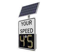 Panneau Radar Solaire à Retour D'information, Détecteur de Vitesse à 2 Affichages Numériques, avec Retour D'information Instantané et Télécommande, Portée de 200 M(White,50x70cm/20x28in)