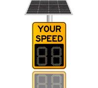 Panneau Radar Solaire de limitation de Vitesse, Panneau d'information routière - Affichage LED, Limite réglable, avec Accessoires, signalisation routière(Yellow,50x70cm/20 x27)