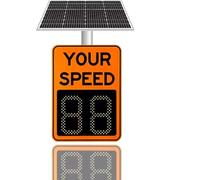 Panneau Radar Solaire de limitation de Vitesse, Panneau d'information routière - Affichage LED, Limite réglable, avec Accessoires, signalisation routière(Orange,60x90cm/24 x35)