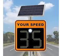 Panneau Radar Solaire Portable À LED Avec Affichage Retour D'information Sur Trafic Boîtier Aluminium Panneau D'avertissement Routier Tous Temps For Zones Scolaires Rues(Orange,19.69 * 27.56in)