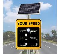 Panneau Radar Solaire Portable À LED Avec Affichage Retour D'information Sur Trafic Boîtier Aluminium Panneau D'avertissement Routier Tous Temps For Zones Scolaires Rues(Yellow,23.62 * 23.62in)