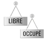 Panneau recto-verso Libre-Occupé en Aluminium anodisé avec Ventouse 175x65 mm No.31226-ES
