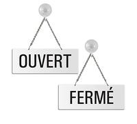 Panneau Recto-Verso Ouvert Fermé en Mélamine blanc + Ventouse | 175x65 mm | No.31207-WS