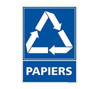 Panneau Recyclage PAPIERS, Tri sélectif des déchets métalliques. Recyclage en déchetterie. Autocollant, PVC ou Alu, au choix - 75 x 105 mm - Adhésif - Adhésif -