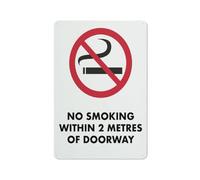 Panneau réfléchissant en aluminium avec inscription « No Smoking Within 2 meters Of Doorway » - 30,5 x 20,3 cm - Protection contre les UV, imperméable, résistant aux intempéries et à la décoloration
