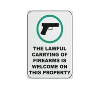 Panneau réfléchissant en aluminium avec inscription « The Lawful Carrying Of Firearms Is Welcome On This Property » - 30,5 x 20,3 cm - Protection contre les UV, imperméable, résistant aux intempéries