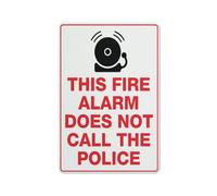 Panneau réfléchissant en aluminium avec inscription « This Fire Alarm Does Not Call The Police » - 30,5 x 20,3 cm - Protection contre les UV, imperméable, résistant aux intempéries et à la