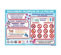 Panneau Réglement Intérieur De La Piscine - Dimensions 300x210 mm - Aluminium 2 mm - Protection Anti-UV