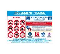 Panneau Règlement piscine, signalétique piscine 600 x 420 mm Aluminium 2 Mm