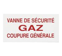 Panneau réglementaire "Vanne gaz coupure générale" en PVC - épaisseur 2 mm CODITHERM