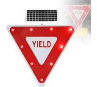 Panneau Rendement Solaire Conforme Norme R1-1 Aluminium Lumières LED Clignotantes Protection Contre UV Antirouille IP65 Panneau D'avertissement Circulation Clignotant 24"/28"(2Pc,24'')