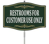 Panneau « Restrooms For Customer Use Only » - 30,5 x 20,3 cm - Avec piquet en métal de 71,1 cm de long - Stop Do Not enter No Trespassing With Stand - En aluminium - Utilisation en extérieur - Pour