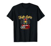 Panneau rétro avec Inscription « Traffic Lights are Our City » T-Shirt