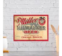 Panneau rétro en aluminium et métal Miller Beer, cadeau fantaisie, décoration d'intérieur, bar, pub