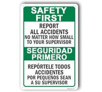 Panneau rétro en métal - 20,3 x 30,5 cm - Panneau de sécurité pour bureau d'affaires - Signalisation « Safety First - Report All Accidents to Supervisor »