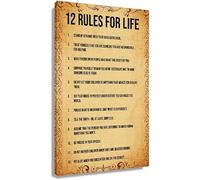 Panneau rétro en métal avec citation « 12 Rules for Life » de Jordan Peterson - Impression sur toile - Décoration murale vintage - 20,3 x 30,5 cm