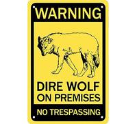 Panneau rétro en métal avec inscription « Warning Dire Wolf on Premises » - Décoration murale - 20,3 x 30,5 cm - Noir