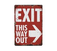 Panneau rétro en métal « Exit This Way Out » - Décoration murale vintage pour maison, bar, café, poster en métal - 20,3 x 30,5 cm