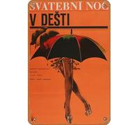 Panneau rétro en métal « Wedding Night in the Rain » - Décoration murale - Décoration murale pour maison, chambre, cuisine, bar, maison, café - 20,3 x 30,5 cm