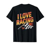 Panneau rétro imprimé avec Inscription « I Love Racing So Much » T-Shirt