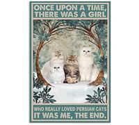 Panneau rétro « Who Really Loved Persian Cats », Once Upon A Time There Was A Girl, décoration de maison, café, bar, cave et animal domestique, peinture 20,3 x 30,5 cm
