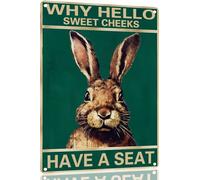 Panneau rétro « Why Hello Sweet Cheeks Have A Seat » - Décoration de fête - Décoration de fête - Décoration de jardin - Clôture de jardin - Portraits d'animaux hyperréalistes - 20,3 x 30,5 cm