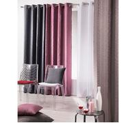 Panneau rideau à oeillets - DOUCEUR D'INTERIEUR - LINEO - 140x260 cm - Jacquard rayures - Anthracite