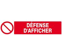 Panneau rigide DEFENSE D'AFFICHER 330x75mm TALIAPLAST - 625222