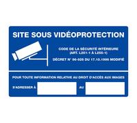 Panneau rigide SITE SOUS VIDEOPROTECTION 330x200mm TALIAPLAST - 621240