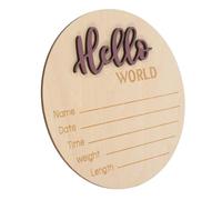 Panneau Rond de Naissance en Bois pour Prénom Bébé et Poids | Accessoire Photo Simple et Délicat, Couleur Pourpre, pour Annoncer L’arrivée et Garder un Souvenir