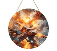 Panneau rond en bois d'avion de 30,5 cm - Décoration murale - Panneau de porte en bois MDF à suspendre avec corde - Cadeau de décoration d'intérieur de ferme