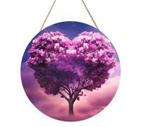 Panneau rond en bois d'érable en forme de cœur - 30,5 cm - Décoration murale - Panneau de porte en bois MDF à suspendre avec corde - Cadeau de décoration d'intérieur de ferme