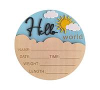 Panneau rond en bois pour annonce de naissance avec nom et date de bébé souvenir en bois pour nouveau-né accessoires photo décoration de la maison panneau de bienvenue pour nouveau-nés