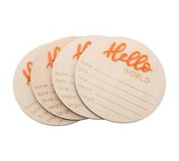 Panneau Rond en Bois pour Naissance, Annonce du Nom Bébé | Carte de Bienvenue, Détails de Naissance à Noter, Décoration Nursery, Format Circulaire Orange