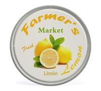 Panneau rond en métal de style rétro Farmers Market Fresh Lemon - Plaque en métal vintage - Cadeau pour fermier - Décoration murale rétro - Peinture en fer - 30 x 30 cm