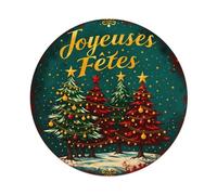 Panneau rond en métal vintage avec arbres de Noël, étoiles, nuit de neige, décoration murale pour bar, maison, cave, cuisine, buanderie, cadeau 20,3 x 20,3 cm