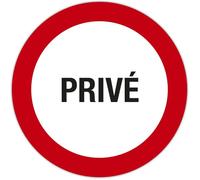 Exacompta Panneau rond PRIVÉ – Vinyle anti-dérapant résistant UV – Ø20 cm fond blanc/bord rouge
