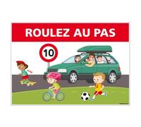 Panneau Roulez au Pas - Protection Anti-UV - Dimensions 150x210 mm - Plastique Rigide PVC 1,5 mm