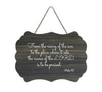 Panneau rustique à suspendre en bois avec citation « From The Rising of the Sun to The Place Where It Sets, The Name of The Lord Is to Be Praise » - Décoration murale en bois pour salon, chambre à