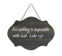 Panneau rustique en bois avec citation 1:37 pour Nothing Is Impossible with God. Luke 1:37 - Décoration murale pour salon, chambre à coucher, porte, fenêtre, maison, pendaison de crémaillère - 15,2 x