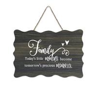 Panneau rustique en bois avec citation « Family Today's Little Moments Become Tomorrow's Precious Memories » - Décoration murale pour salon, chambre à coucher, porte, fenêtre, maison - 15,2 x 25,4 cm