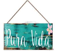 Panneau rustique en bois Pura Vida Costa Rica - Cadeau pour dortoir - Panneau de voyage - Panneau de voyage - Décoration murale pour cuisine, café, pub - 15,2 x 30,5 cm