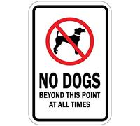 Panneau rustique « No Dogs Beyond This Point At All Times » en aluminium - Décoration de cour extérieure - 20,3 x 30,5 cm