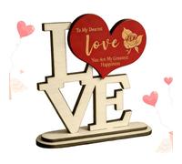 Panneau Saint-Valentin,Décoratif en Bois Esthétique et Romantique - Décorations de Table en Bois pour Fête des Amoureux,pour la Maison Chambre Séjour Cuisine Décor Campagnard Bureau Etagère