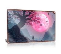 Panneau sarcastique en métal « Moonlit Journey : A Solitaire Figure Under A Giant Tree » - Décoration extérieure amusante pour chambre à coucher (30 x 40 cm)