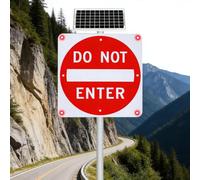 Panneau Sens Interdit 60 cm/76cm, Solaire LED de Signalisation 24in（60cm）